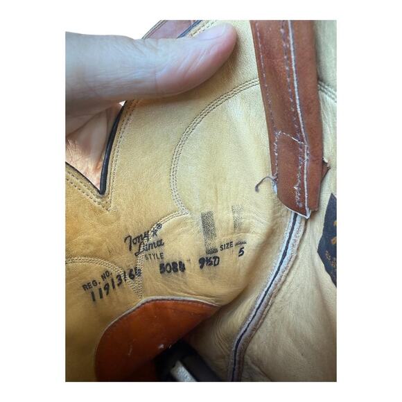 Vintage Tony Chocolate Cow Western Cowboy Boot Black Label men size 9.5 D - Picture 9 of 9